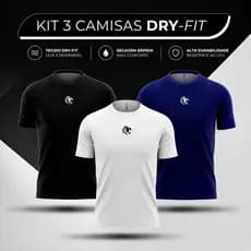 Kit 3 Camisetas Premium Academia Masculina | 5 Estrelas | Dry Fit Anti-Suor | Esportiva