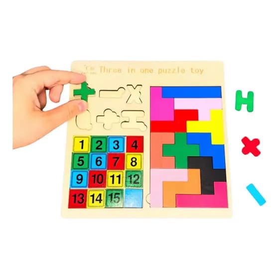 Brinquedo Educativos Montessori Madeira Quebra Cabeça e Números