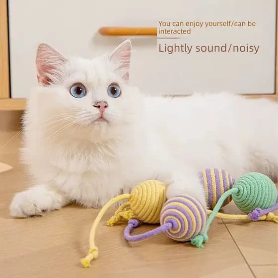 Pet Toy Bola de Corda Colorida para Gatos – Interativo e Durável