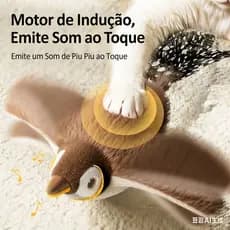 Brinquedo Interativo para Cães e Gatos – Pássaro Biônico de Pelúcia com Som Realista e Estímulo ao Instinto de Caça