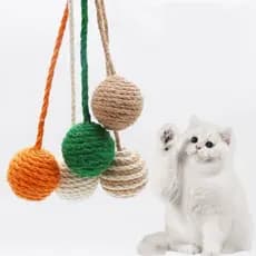 Brinquedo Pet Premium – Bola de Sisal Natural com Corda Longa para Gato
