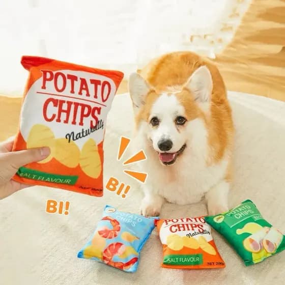 Brinquedo divertido para cães | Brinquedo de pelúcia em formato de batata frita com efeitos sonoros