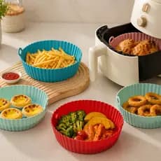 Kit Forma de Silicone para Air Fryer 6 Peças | Antiaderente Reutilizável | Protetor Cesto Airfryer