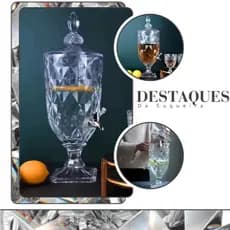 Suqueira Com Torneira 2L/5L Resistente De Cristal Vidro Temperado Decorativo Diamante Festa Drink