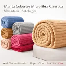 Manta Cobertor Casal Microfibra Canelada Antialérgica Coberta Macia Riscada Quentinha 1,80x2,00Mt