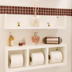 Nicho Decoração Banheiro Enfeite Papel Higienico MDF Branco Preto Texturizado para Perfumes