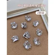 Joias de Manicure Diamante Strobe Pilha Transparente Joias de Diamante Amor Retangular Reto Super Piscando Decoração de