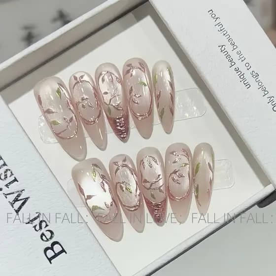 [Acacia] Olho de gato de seda bela atmosfera estilo chinês Metal pintado à mão novo estilo chinês High-End puro unhas us