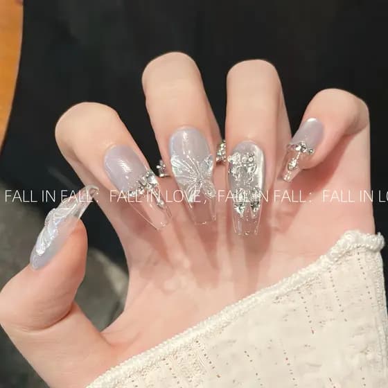[Fada de flor de gelo] Gelo transparente tridimensional borboleta olho de gato piscando diamantes 2026 novo estilo artes