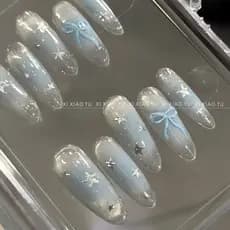 [Estrelas azuis] Unhas artesanais de gelo transparente olho de gato arco contas de vidro olho de gato Premium clareament