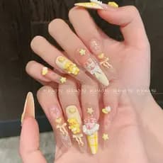 [Butter Bear Castle] Saia Castelo Estilo Bonito Menina Artesanal Usando Unhas Estilo Longo Manicure Estilo Branqueador