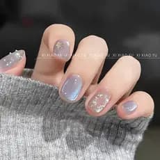 [Sal marinho estrela lua] contas de vidro azul clareamento de olho de gato simples High-End unhas usadas à mão estilo cu