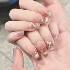 Gelo muscular Jade olho de gato concha folha de ouro pérola Blush prego artesanal remendo Manicure removível Wearable pr
