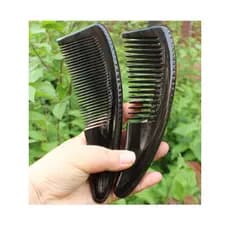 Compre um e ganhe um pente de chifre de búfalo preto Natural grátis, dente fino, dente grosso, pente de cabelo liso, pen