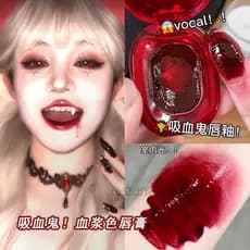 Halloween Plasma cor batom sólido vampiro COS maquiagem cor sanguínea doença vermelha delicada maquiagem feminina brilho