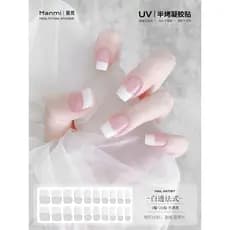 [Manmi] Adesivos de gel uv francês, adesivos de unhas de segunda geração, fototerapia Semi-cura, adesivos de unhas, gel