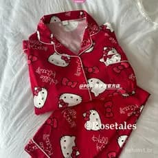 Pijama de Seda Feminino Sanrio Hello Kitty, Conjunto Casual de Duas Peças com Calças e Manga Longa, Design de Desenho An