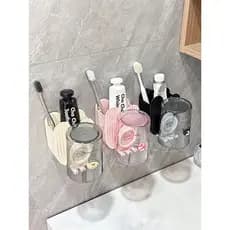 Rack de escova de dentes fixado na parede perfurado titular escova de dentes banheiro crianças pasta de dentes bucal cop