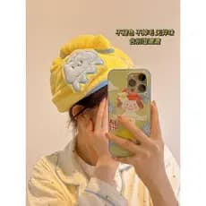 Bonito dos desenhos animados touca de secagem de cabelo feminino Super absorvente de secagem rápida cabeça toalha estuda