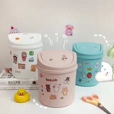 Lixeira de mesa influenciadora fofa Mini menina coberta pequena escritório doméstico simples caixa de armazenamento nórd