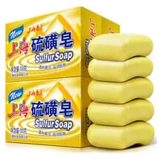 Sabonete de enxofre Shanghai 130g * 5 peças Sabonete facial Sabonete de banho Sabonete de limpeza Sabonete Shanghai Sabo