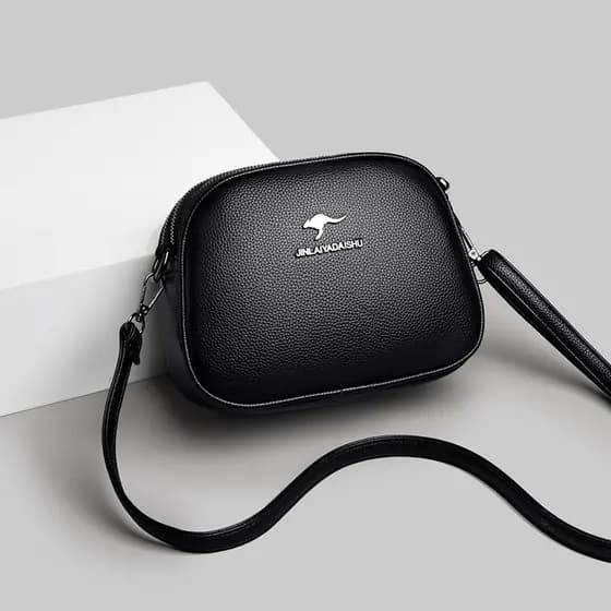 Bolsa mensageiro de três camadas feminina 2025 novo estilo moda simples couro ombro pequena bolsa feminina couro macio D