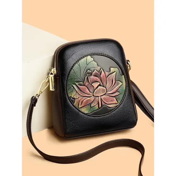 Bolsa de mão de couro macio para idosos de meia-idade, um ombro, mensageiro, couro genuíno, bolsa de moedas para mulhere