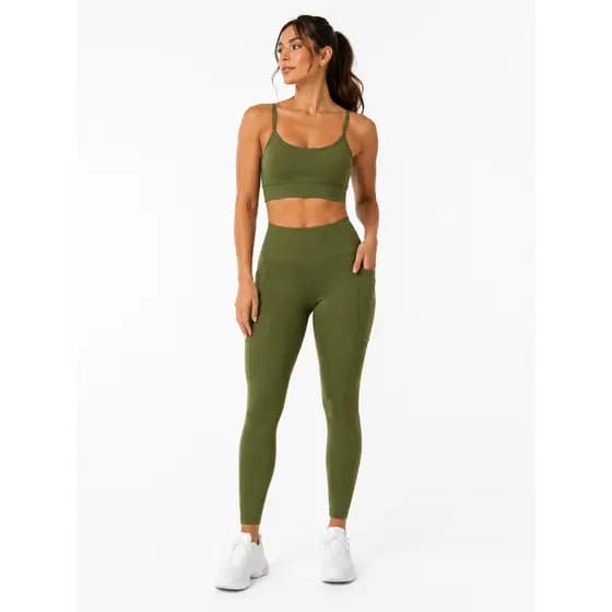 Kit Conjunto Legging e Top Cropped Alça Fina Academia Fitness Suplex Cintura Alta Sem Transparência Treino Aura