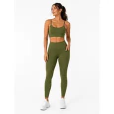 Kit Conjunto Legging e Top Cropped Alça Fina Academia Fitness Suplex Cintura Alta Sem Transparência Treino Aura