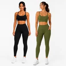Kit 2 Conjuntos Legging e Top Cropped Academia Fitness Suplex Sem Transparência Treino Aura Cintura Alta