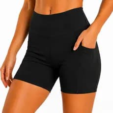 Short Fitness Cintura Alta Preto Com Bolso Liso Basic Sem Transparência Fit Academia Top