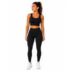 Conjunto Legging e Top Cropped Academia Fitness Suplex Sem Transparência Treino Aura Preto