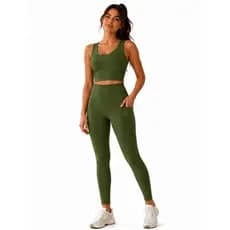Legging e Top Cropped Conjunto Academia Fitness Suplex Sem Transparência Treino Aura