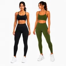 Kit 2 Conjuntos Legging e Top Cropped Alça Fina Academia Fitness Suplex Sem Transparência Treino Aura