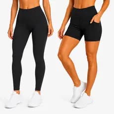 Kit Legging e Short Com Bolso Cintura Alta Fitness Academia Suplex Sem Transparência Basic Cores