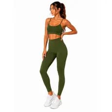 Kit Conjunto Legging e Top Cropped Alça Fina Academia Fitness Suplex Sem Transparência Treino Aura