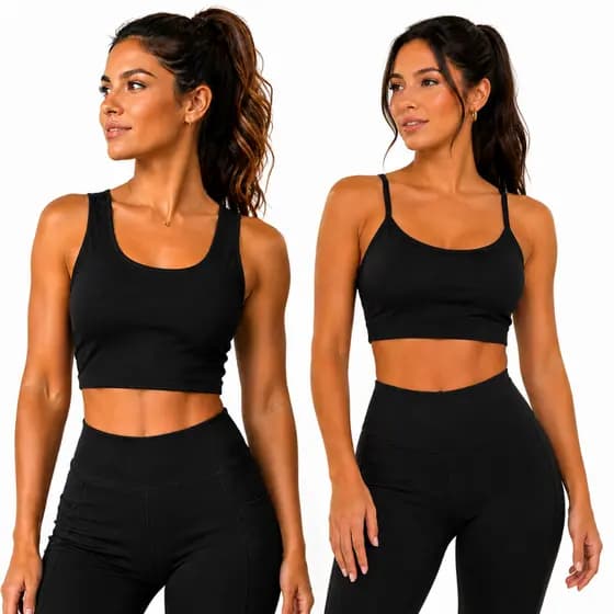 Kit 2 Top Cropped Feminino Regata Alça Fina Fitness Academia Nadador Suplex Liso Conforto Regata