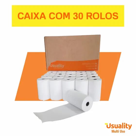 Bobina Termica PDV 80x40m 1 Via Papel Termico Cupom Fiscal Comprovante Impressora Caixa com 30 Rolos