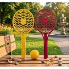 Kit 5 Pares de Raquete de Tenis Com 5 Bolinhas Brinquedo Infantil Popular Prenda Festa Junina Lembrancinha Cor Sortida