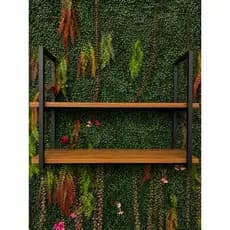 kit Prateleira Nicho Decorativo Estilo Industrial 100cm MDF Metal Suporte Vinhos Adega Bar Parede Porta Taças Copos