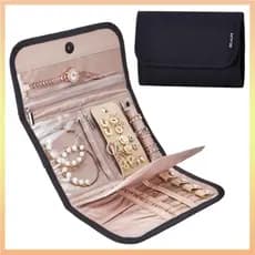 Organizador de Joias para Viagem, Estojo de Armazenamento Dobrável para Brincos, Colares, Anéis, Pulseiras, Bolsa Portát