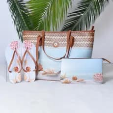 Kit Praia Feminino: Bolsa + Chinelo + Nécessaire – Estilo e Praticidade Luxo
