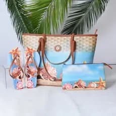 Kit Praia Feminino: Bolsa + Chinelo + Nécessaire – Estilo e Praticidade Luxo
