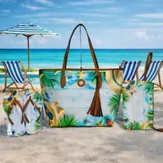 Bolsa Praia Feminino Kit 3 Peças – Bolsa, Chinelo e Necessaire