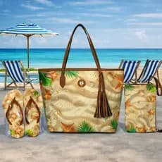 Bolsa Feminina Praia kit 3 Peças – Bolsa, Chinelo e Necessaire