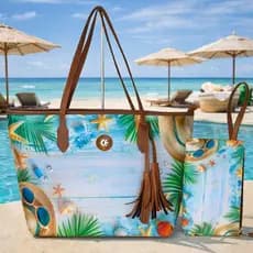 Bolsa Feminina Praia Grande + Necessaire | Bolsa de Ombro Estampada Verão Moda 2026