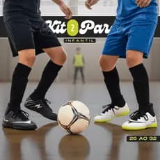 KIT 2 Chuteira Infantil Futsal 26 ao 33 Impacto e Precisão Direto da Fábrica Várias Cores