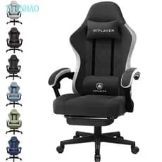 Cadeira de jogos de tecido GTPLAYER com apoio para os pés, cadeira de mesa de computador com almofada de mola de bolso,