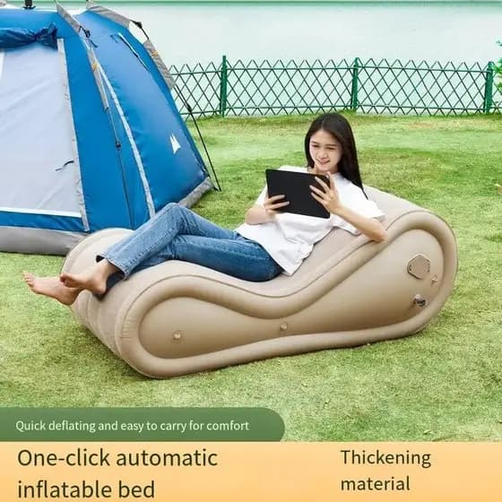 Automático inflável jardim reclinável, camas portáteis, espreguiçadeira, mobiliário dobrável, rolamento de carga, viagen