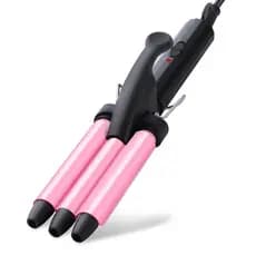 RUCHA-Mini encrespador de cabelo cerâmico, 3 Barrel, Curling Wand, Curling Wand, Turmalina Cabelo Ondas, 13mm, Casa e Vi